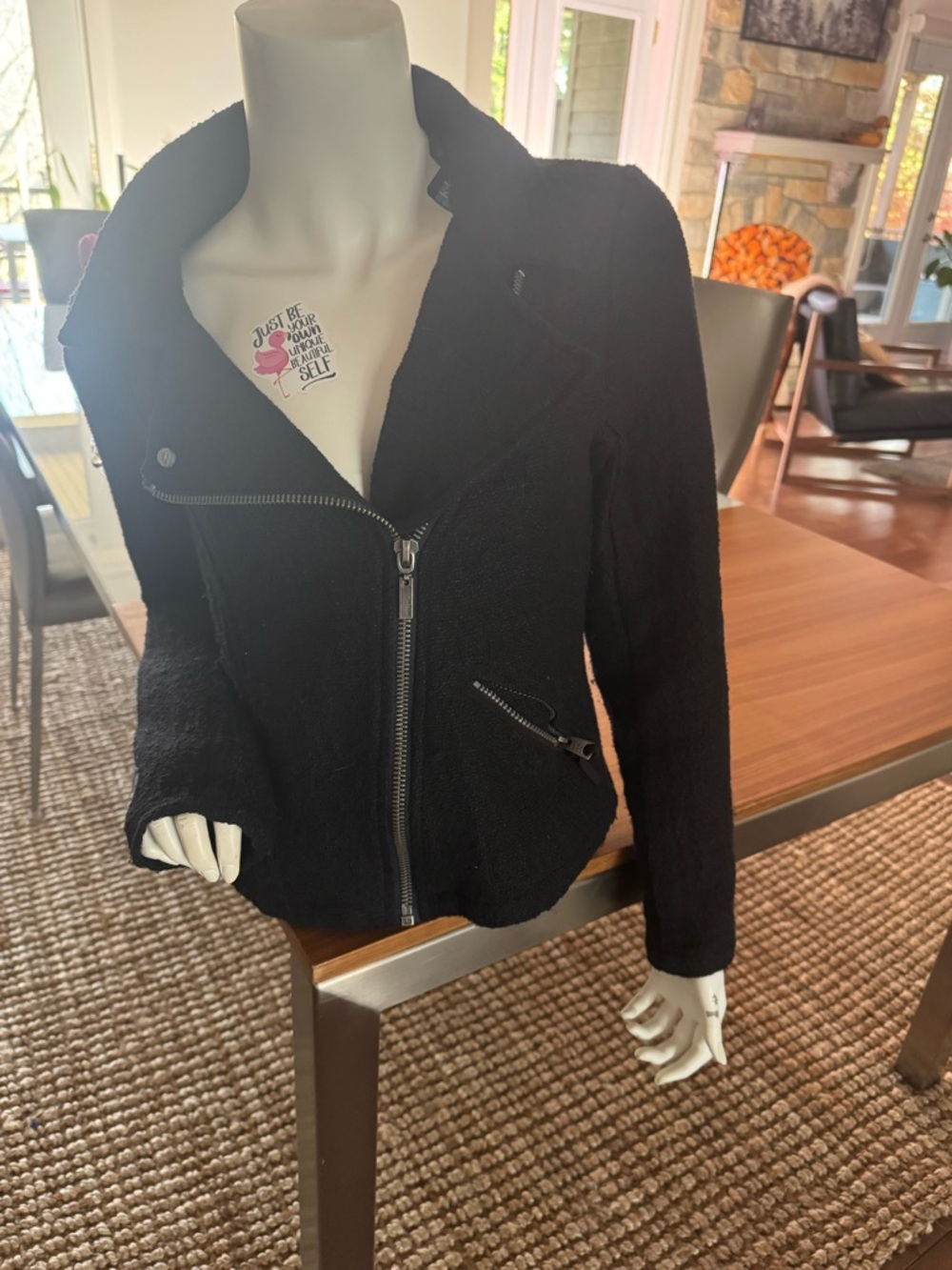 Navy Women's Asymmetric Zip Jacket